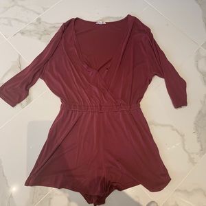 Burgundy 3/4 sleeve romper!! Size S!